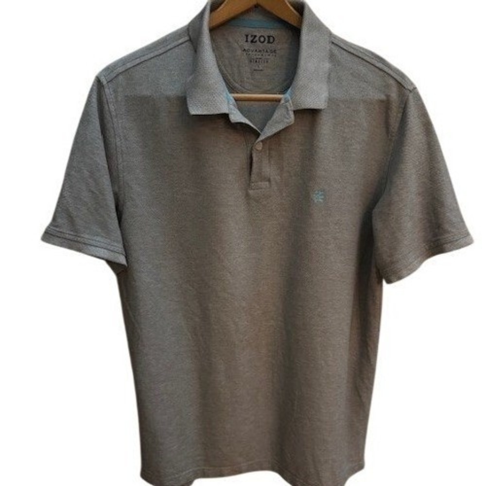 IZOD Advantage‎ Performance Polo Shirt Mens Large Tan Brown Short Sleeve Stretch